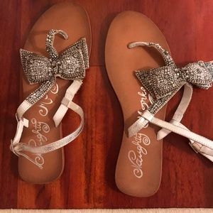 Sparkly beaded bow sandals